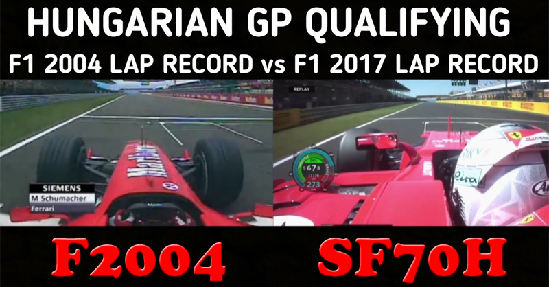 Video: Ferrari SF70H vs F2004 - side-by-side Hungarian Pole Lap